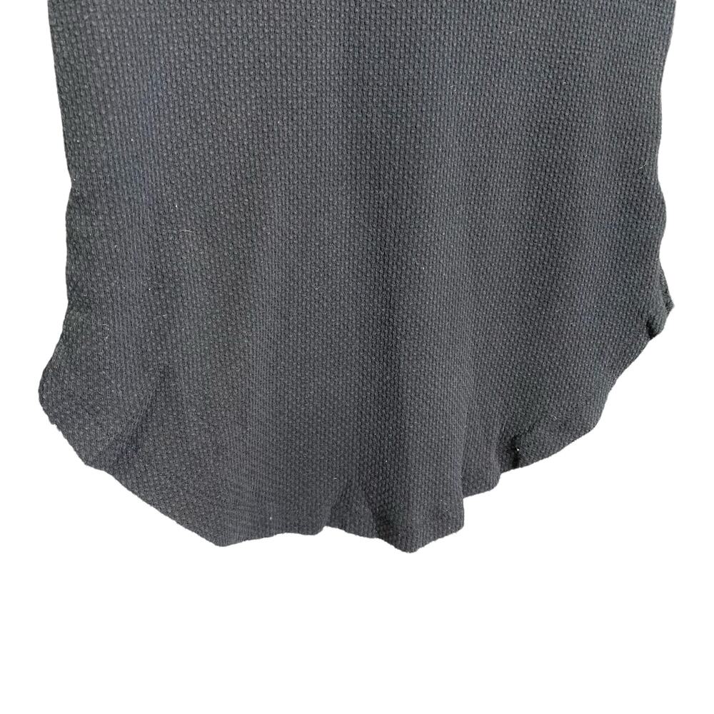 Free People Black Waffle Thermal Top Embroidered‎ Cuffs Scoop Neck Size S/P - Picture 4 of 7